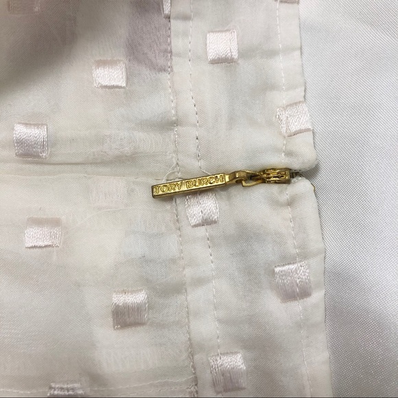 Tory Burch Pleated Embroidered Organza Skirt Ivory - Picture 6 of 12